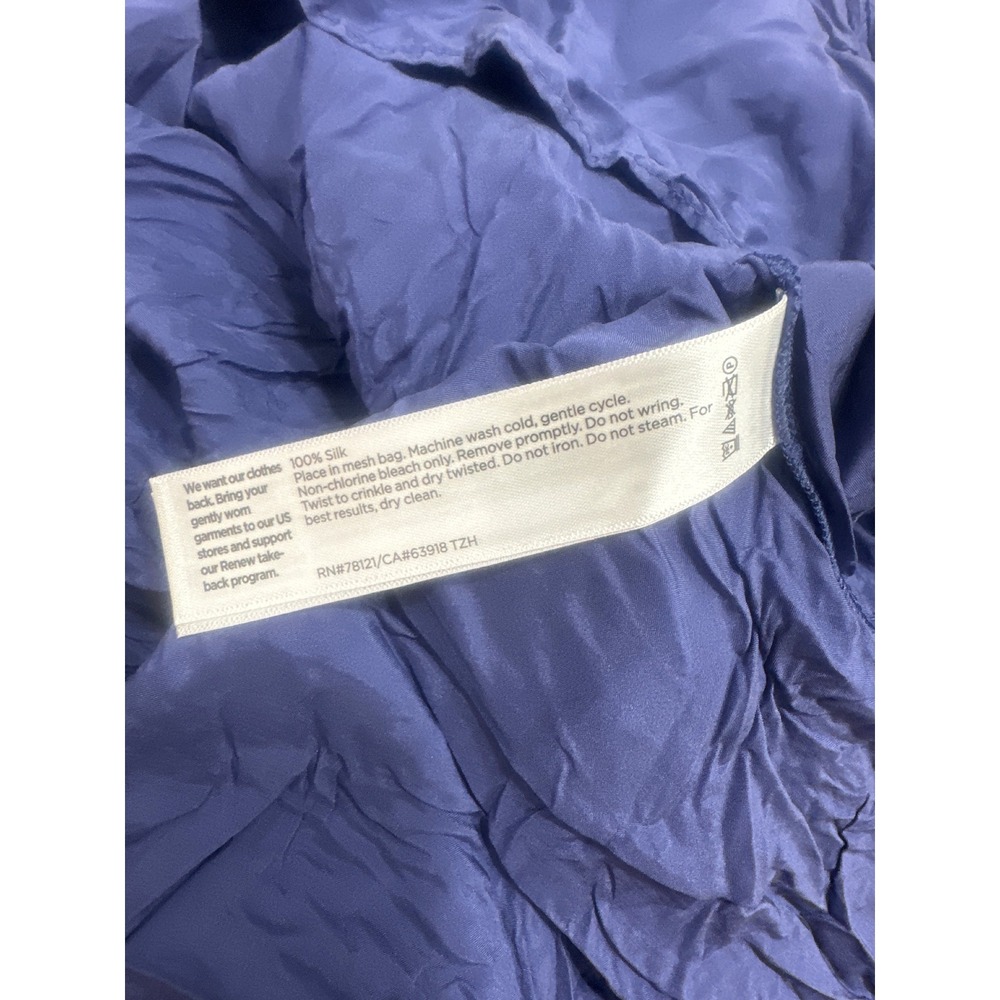 Eileen Fisher Crushed Silk Petite Sleeveless Tiered Midi Dress Periwinkle Blue - Picture 9 of 9